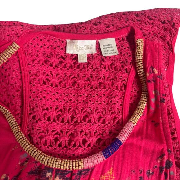 Y2K 2000'S MISS ME FLORAL BEADED CROCHET KNIT TOP MEDIUM - Picture 8 of 8